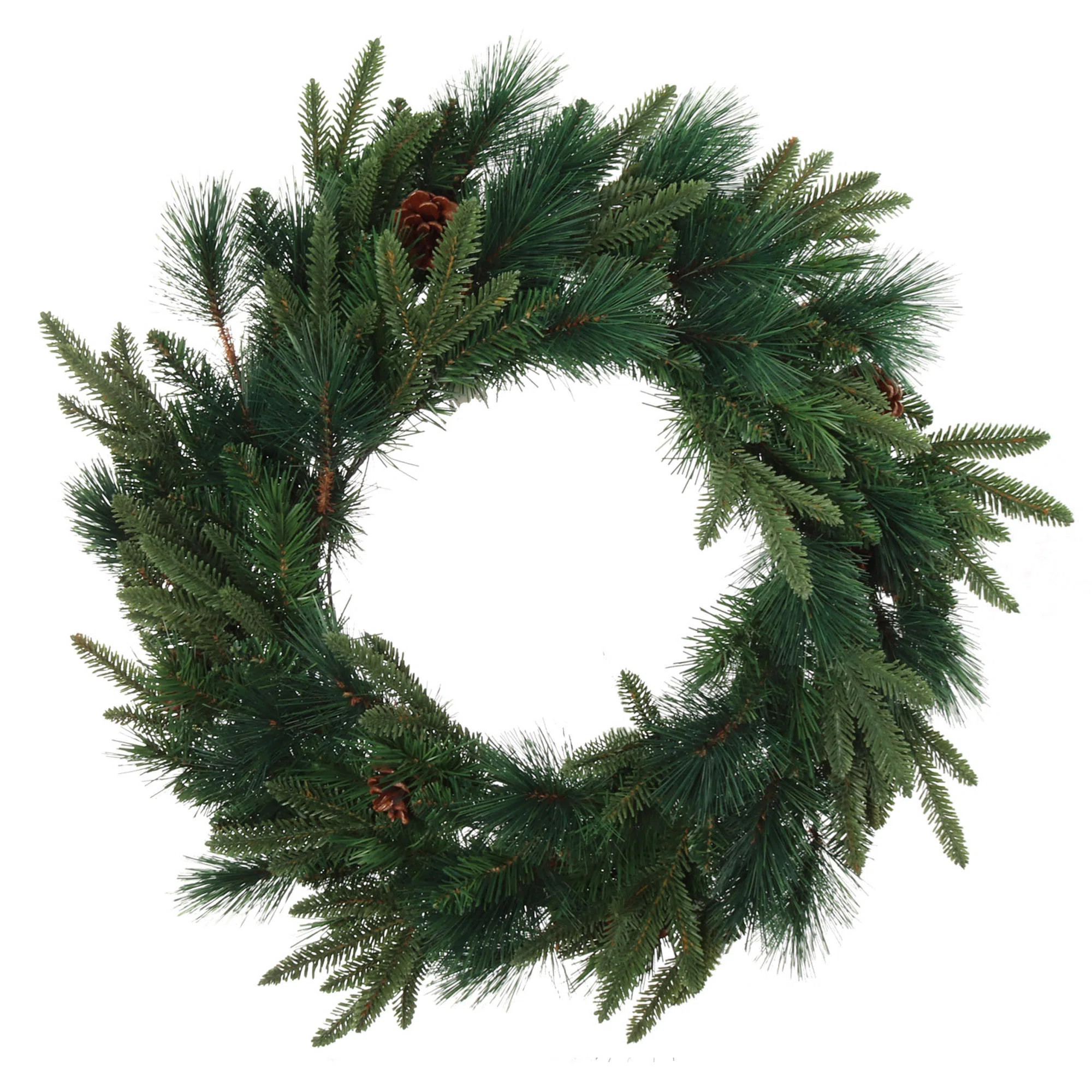 24" Tall Artificial Wreath Pine W Natural Cones Indoor Outdoor Front Door Decor For Christmas | Wayfair North America