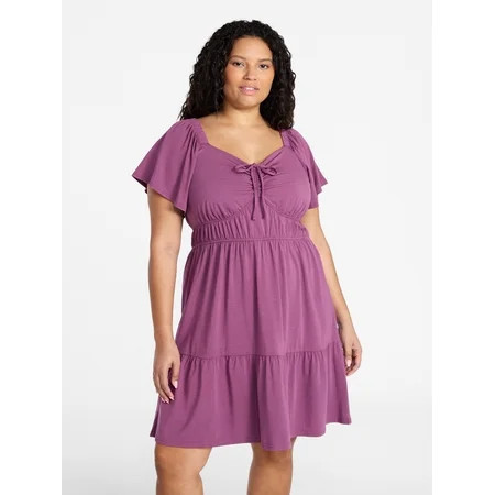 Terra & Sky Women s Plus Tiered Mini Dress Sizes 0X-5X | Walmart (US)