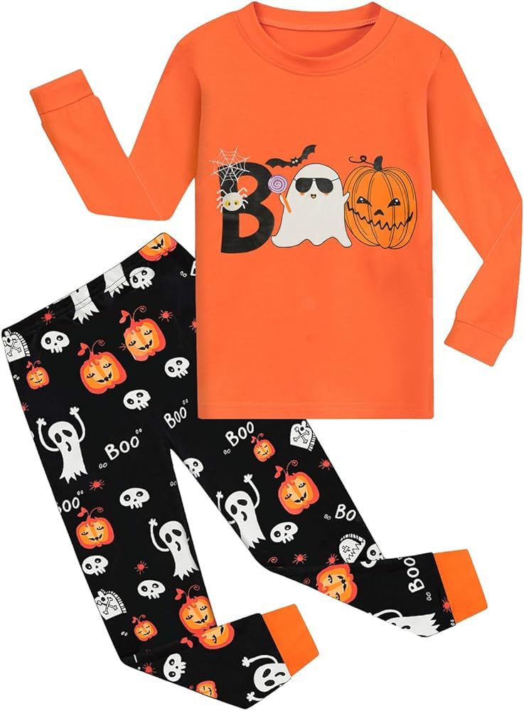 DDSOL Kids Pajamas For Boys Skeleton Glow-in-The-Dark Cotton Sleepwear Toddler Clothes Halloween ... | Amazon (US)