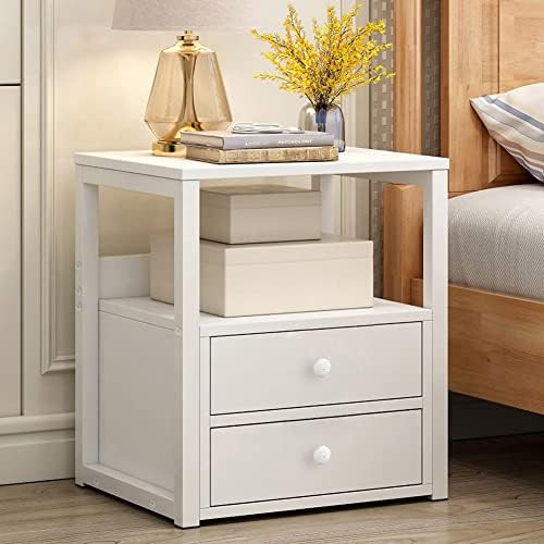 Nightstand with Drawers,White nightstand,End Table,Bedside Table,Bedside Cupboard,Bedside Cabinet... | Amazon (US)