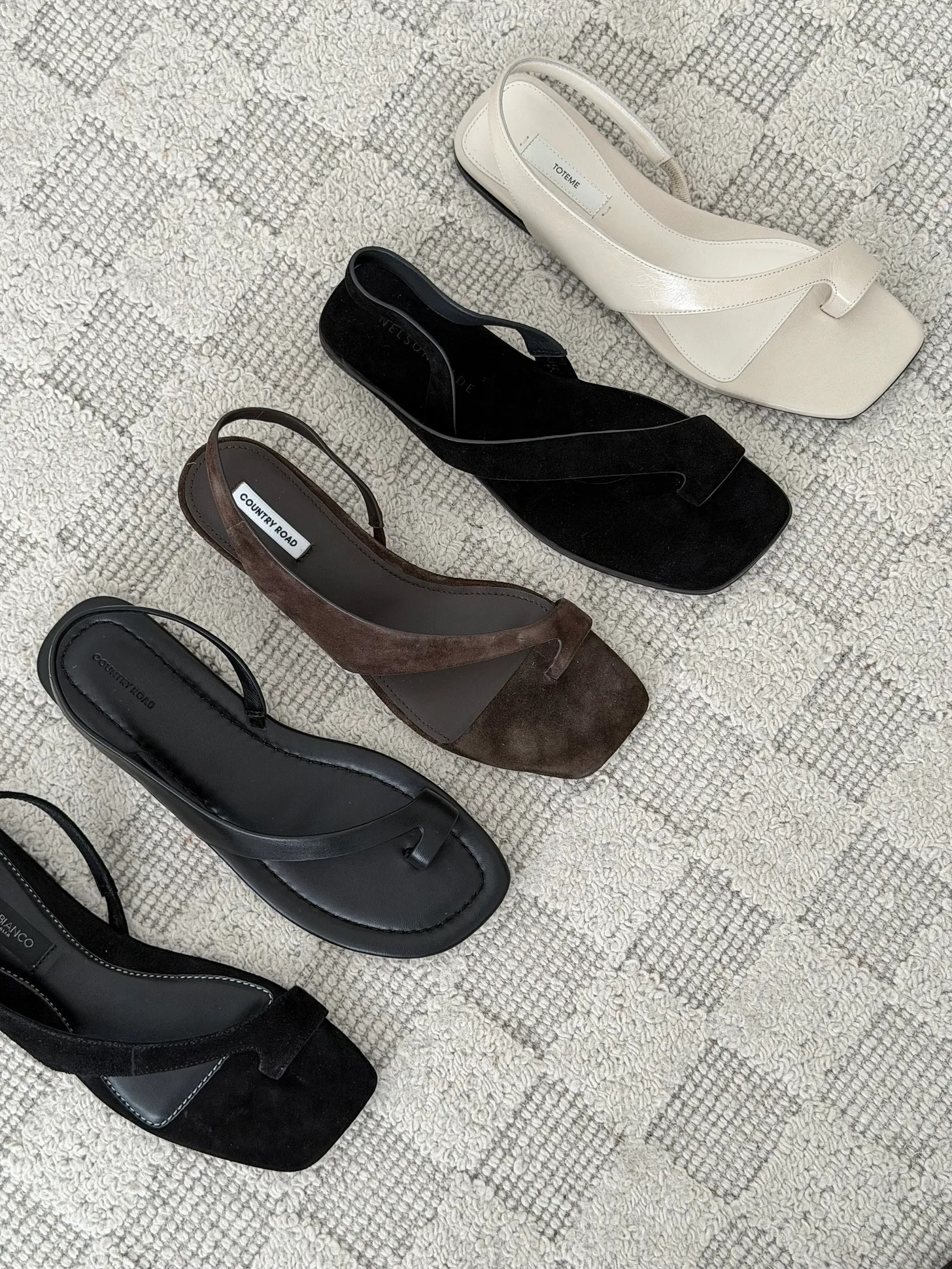 Four versions of the same shoe 👀 one is designer, while the others are all real leather alternatives. Which would you choose? 

I went with my usual size EU40 for Toteme. All the other pairs fit a size big