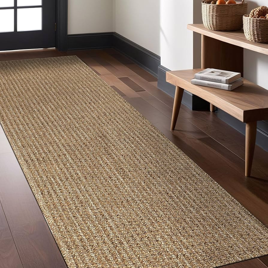 Easy Jute Rugs 2x7 Natural Color Living Room Indoor Outdoor Runner Rug for Farmhouse Patio and Ki... | Amazon (US)