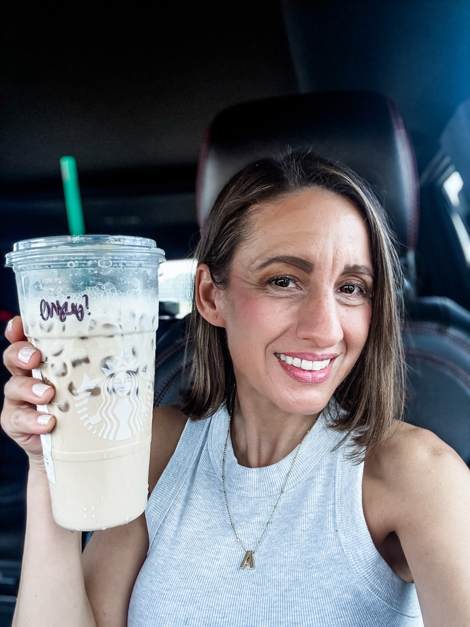 Iced latte cheer + Old Navy Tank top and Kendra Scott initial necklace. 
Summer Style 
Casual Style 
Petite Style

#LTKPetite #LTKOver40 #LTKootd