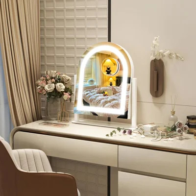 LED Makeup Mirror With 3-Color Dimmable Lighting, 10X Magnifier, Touch Control, 360° Rotation, Hollywood Vanity Mirror For Tabletop Or Desk | Wayfair North America