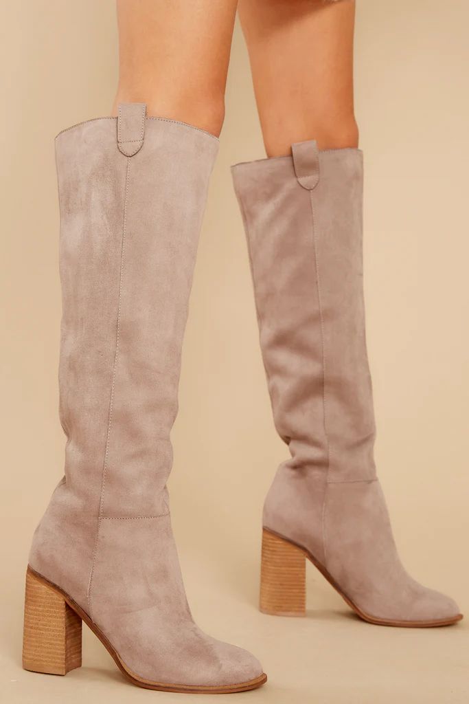 Noted Character Taupe Knee High Boots | Red Dress 