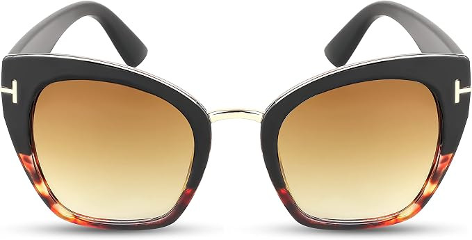 FEISEDY Retro Oversized Cateye Sunglasses Leopard Frame with Delicate Metal T-SIGN for Women B257... | Amazon (US)