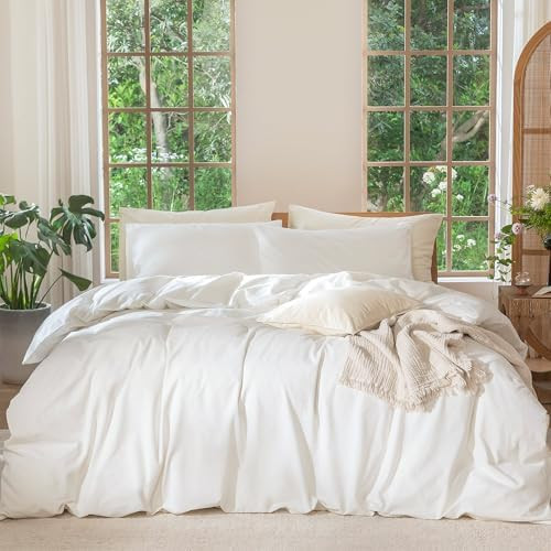 MooMee Bedding Duvet Cover Set 100% Washed Cotton Linen Like Textured Breathable Durable Soft Com... | Amazon (US)