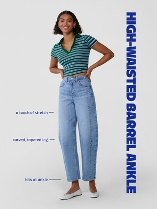 High-Waisted Barrel Ankle Corduroy Pants | Old Navy (US)