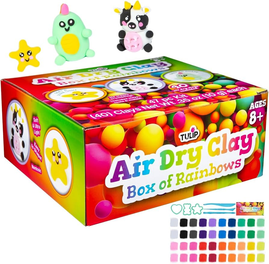 Tulip Air Dry Clay Bulk Box- 40 Rainbow Clay Packs with Shape Cutters and Sculplting Tools Includ... | Amazon (US)