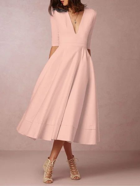V neck Tea Length Wedding Dresses | StyleWe (US)