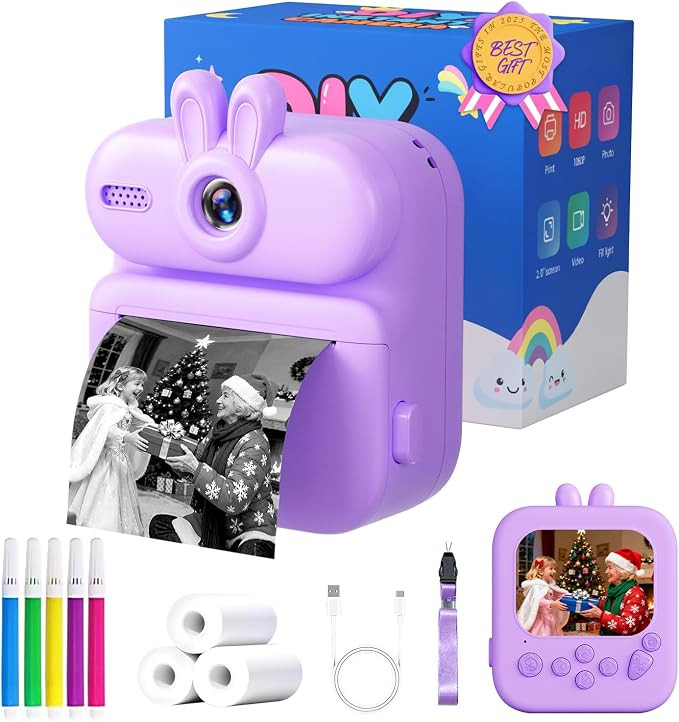 Instant Print Camera for Kids: Gleeglee 1080P Kids Camera Instant Print - 32G SD Card - Lanyard -... | Amazon (US)
