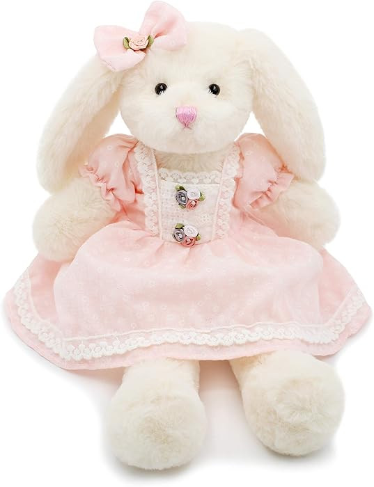 Small Soft Stuffed Animal Bunny Rabbit Plush Toy for Baby Girls 15inch (White Rabbit Wearing Pink... | Amazon (US)
