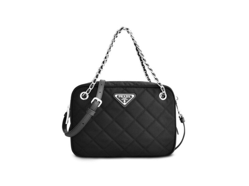 Prada Re-Edtion Nylon Quilted Black Triangle Logo Crossbody Bag | JTV Jewelry