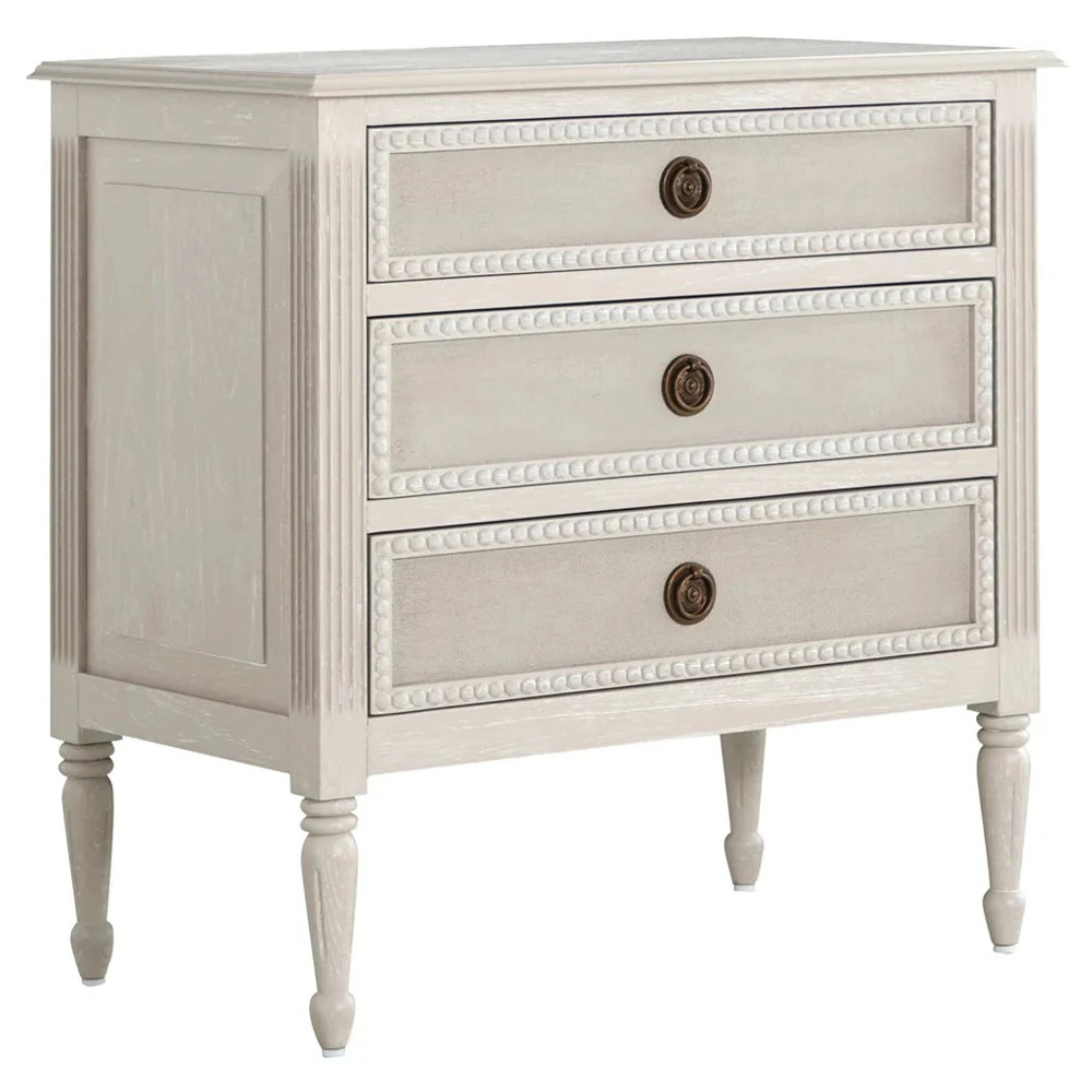Caroline Updated Traditional Cerused White Oak Nightstand | Kathy Kuo Home