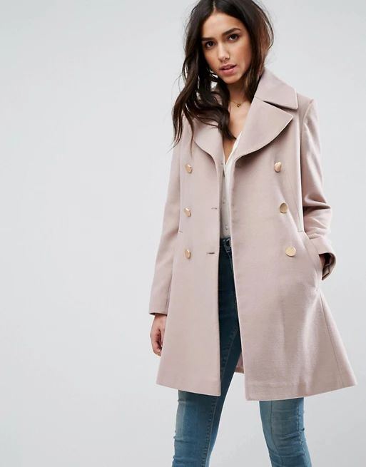 ASOS Swing Coat with Military Style Buttons | ASOS UK