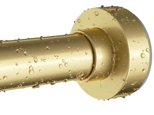 Emlaoe Gold Shower Curtain Rod 34-96 Inches(2.8-8ft) Never Rust Adjustable Shower Rod Spring Tension Non Slip No Drilling Shower Rods for Bathroom Garland Window | Amazon (US)