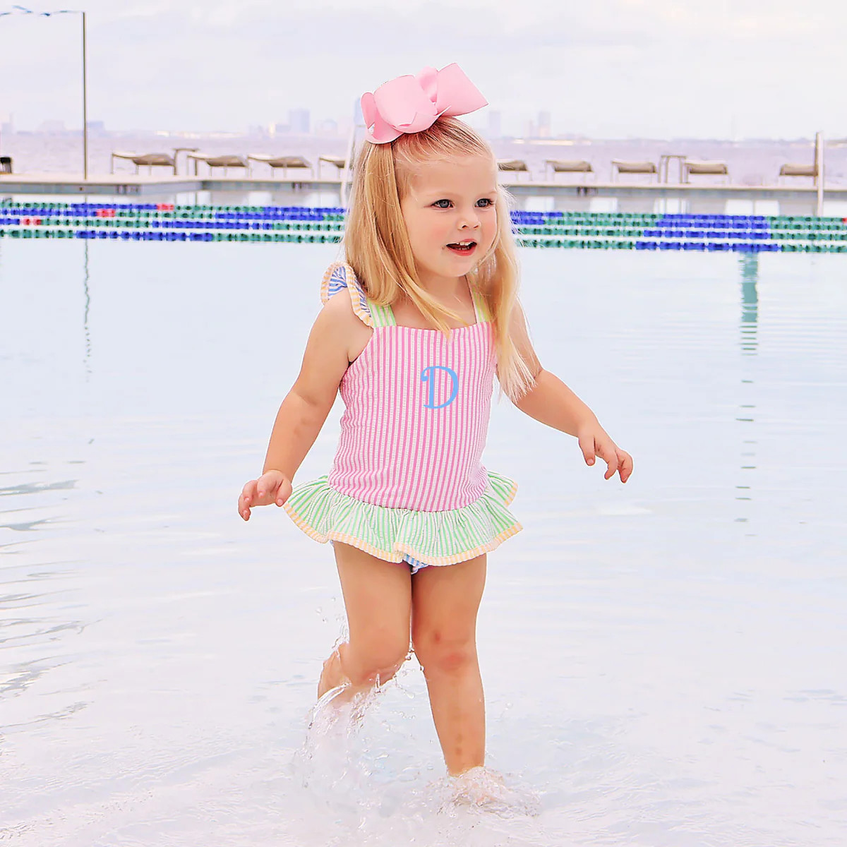 Colorblock Seersucker One Piece Swimsuit | Classic Whimsy