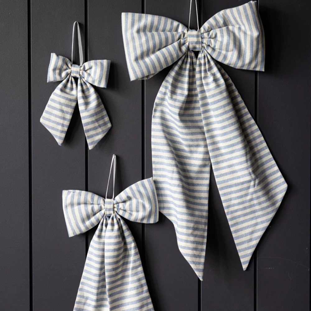 Striped Baby Blue Fabric Bows | By Luxe B Co. | luxe bCO