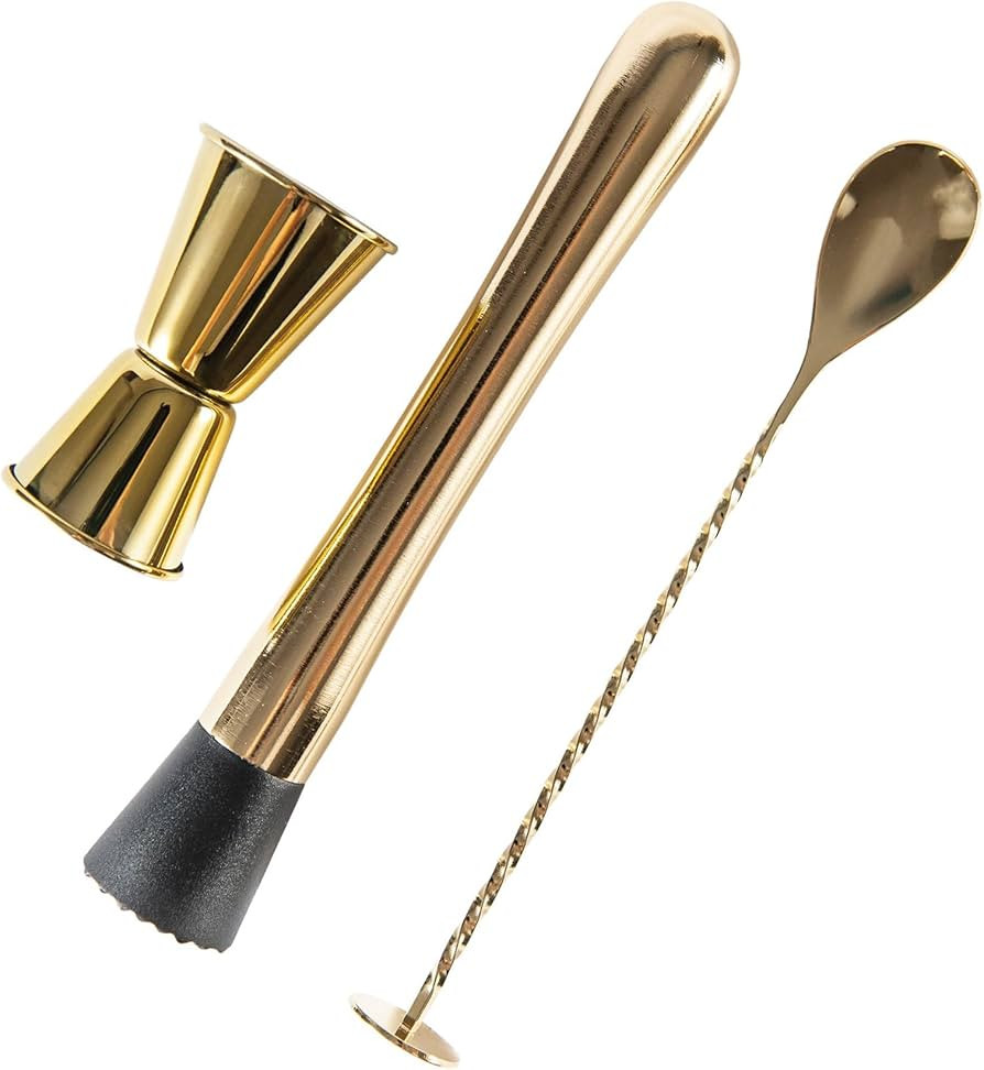 3-Pcs Gold Muddler for Cocktails, Cocktail Set Mixing Tools,10" Muddler for Cocktails Drink Muddl... | Amazon (US)