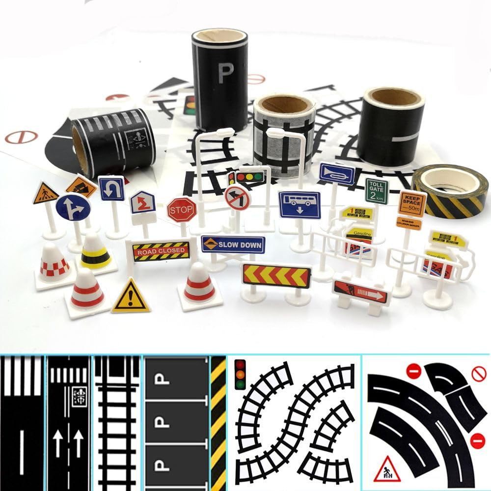 Road Tape for Toy Cars & Trains Black Track 3 Rolls Road Tape 197 inch by 1.9 inch, Packing Traff... | Amazon (US)