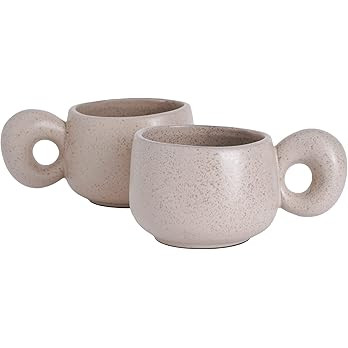 Uaral Cermic Small Coffee Mugs 10 Ounce Cappuccino Mugs Handmade Mug Set with One-finger Handle f... | Amazon (US)
