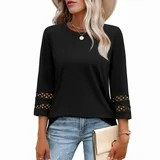 Ronuti Womens 3/4 Sleeve Tops Ladies Blouses Crew Neck T Shirts for Women Loose Fit Tunic Tops | Walmart (US)