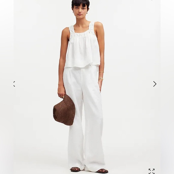NWT Madewell Kyra refined linen square neck tank white size Large | Poshmark