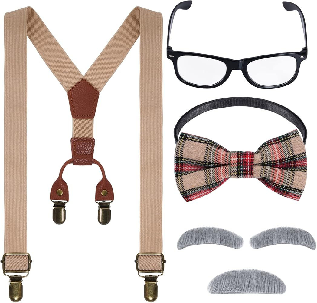 Kids Old Man Costume 100 Day of School Grandpa Costume for Boy 1920s Old Man Halloween Costume | Amazon (US)