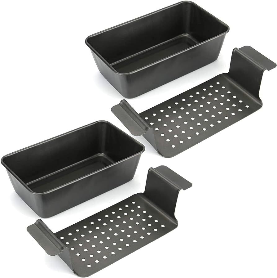 Tosnail 4-Piece Non-Stick Meatloaf Pan with Drain Bread Loaf Pan Set | Amazon (US)