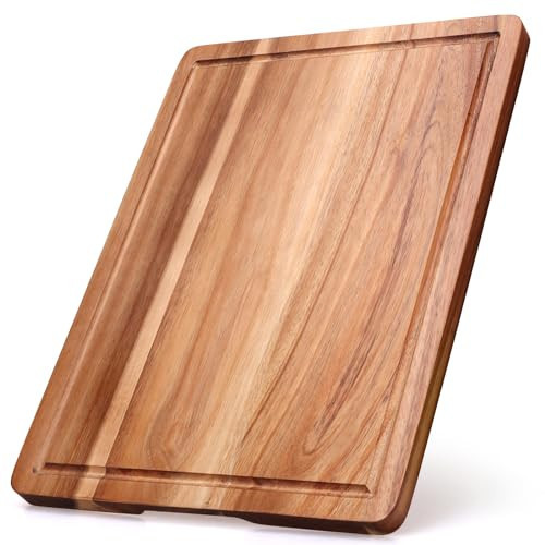 Gtencemen Acacia Wood Cutting Boards for Kitchen, Wooden Chopping Board with Side Handle and Juice Groove, 15" X 11" Carving Board, Butcher Block, Cheese Charcuterie Boards for Meat, Fruit, Steak | Amazon (US)
