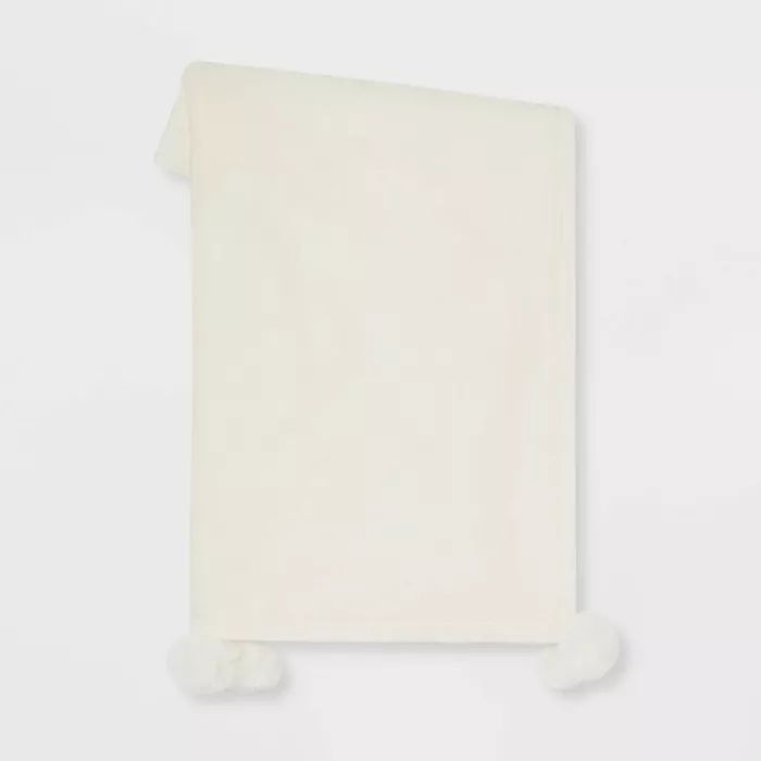 Plush Throw Blanket with Faux Fur Pom-Poms - Opalhouse™ | Target