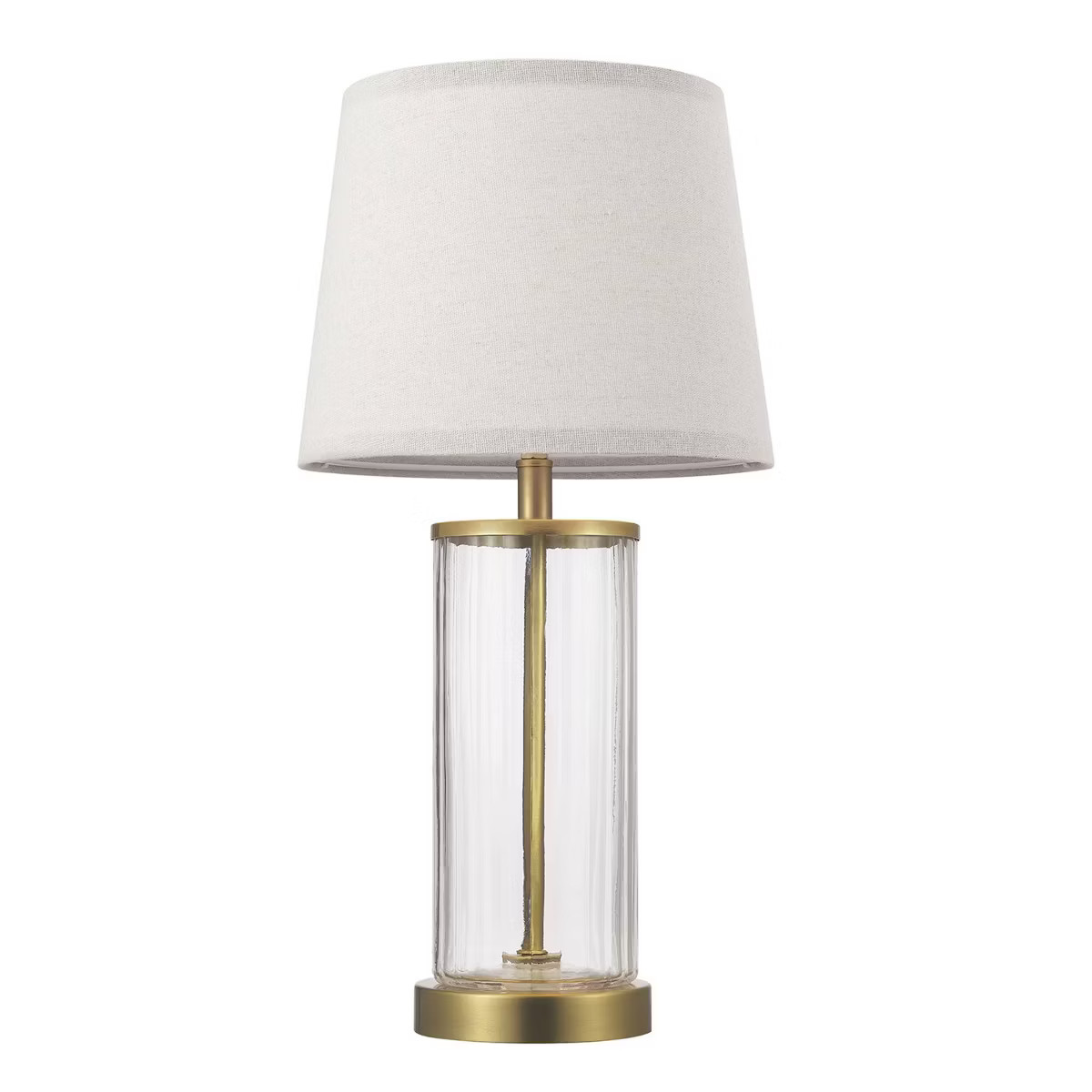 Globe Electric 20" Fillable Ribbed Glass Table Lamp with Matte Brass Accents and Beige Linen Shad... | Target