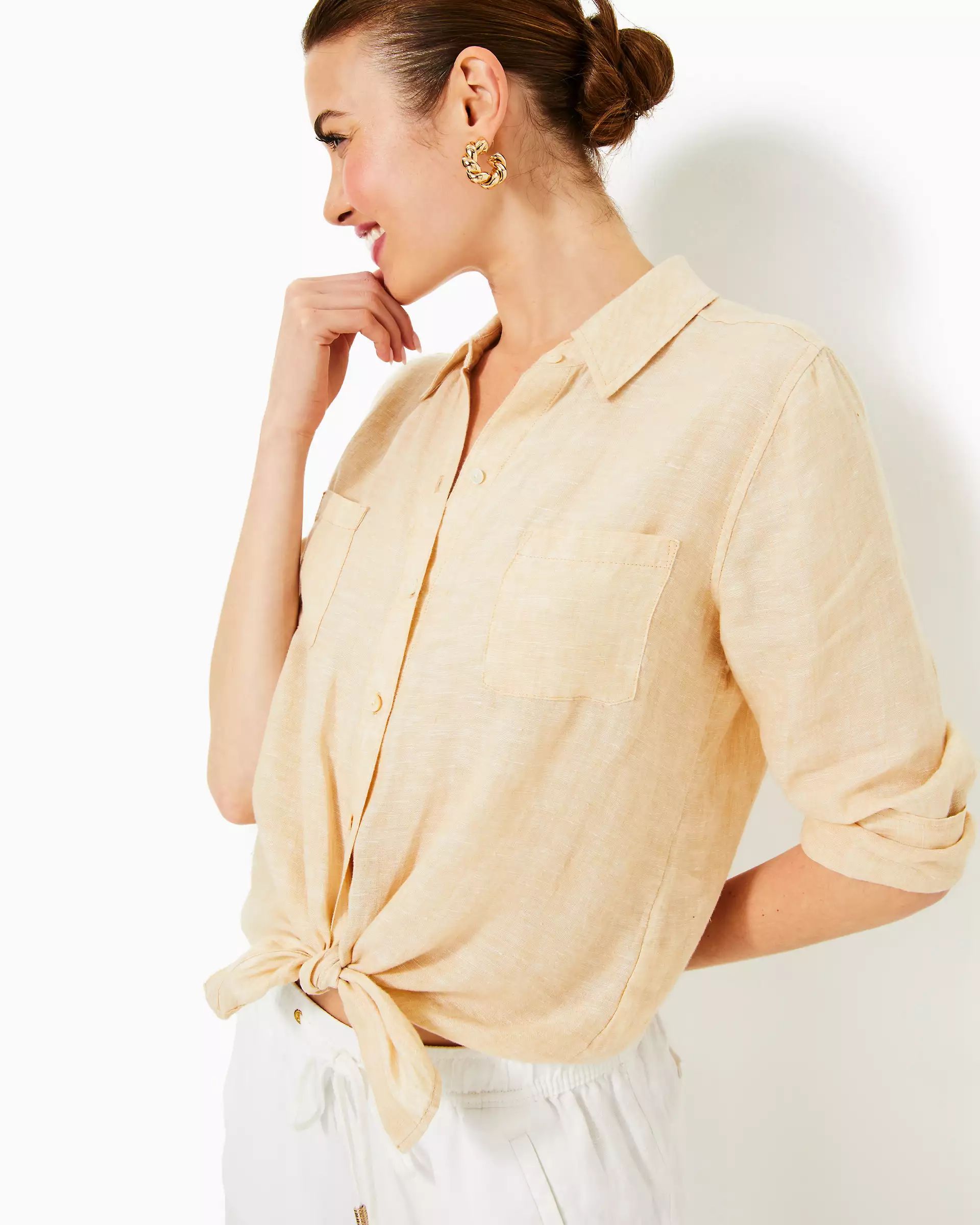 Sea View Linen Button Down Top | Lilly Pulitzer | Lilly Pulitzer