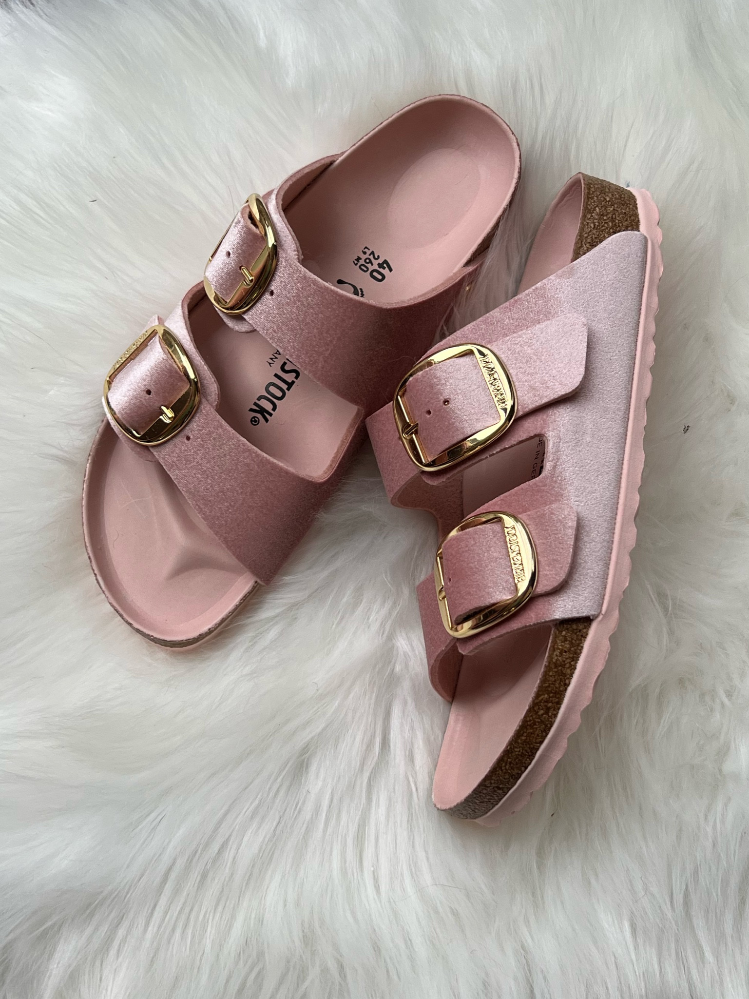Light pink velvet Arizona Birkenstock sandals with gold hardware ✨ 

#LTKshoecrush #LTKSeasonal #LTKFind