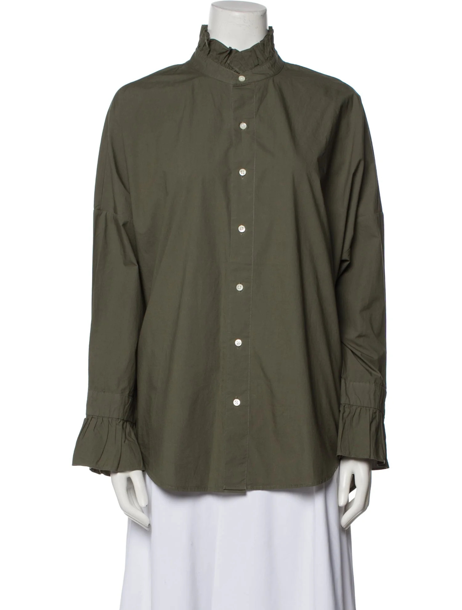 Mock Neck Long Sleeve Button-Up Top w/ Tags | The RealReal