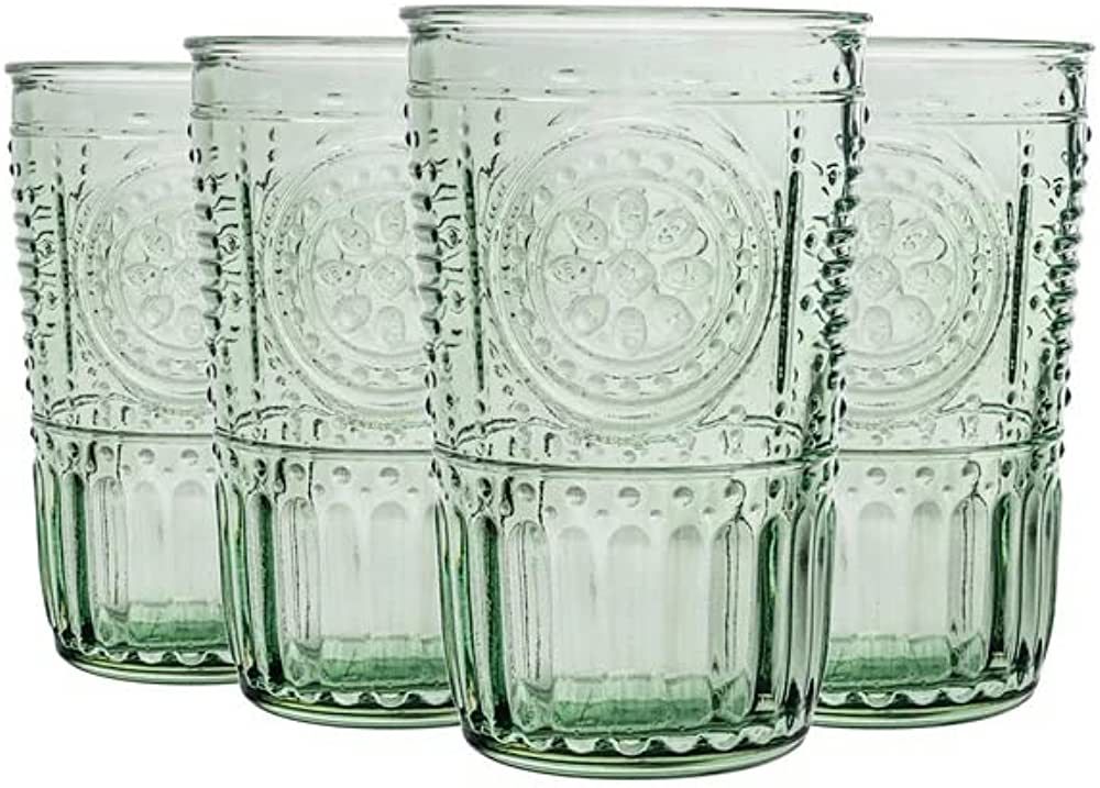 Bormioli Rocco Romantic Set Of 4 Tumbler Glasses, 11.5 Oz. Colored Crystal Glass, Pastel Green, M... | Amazon (US)