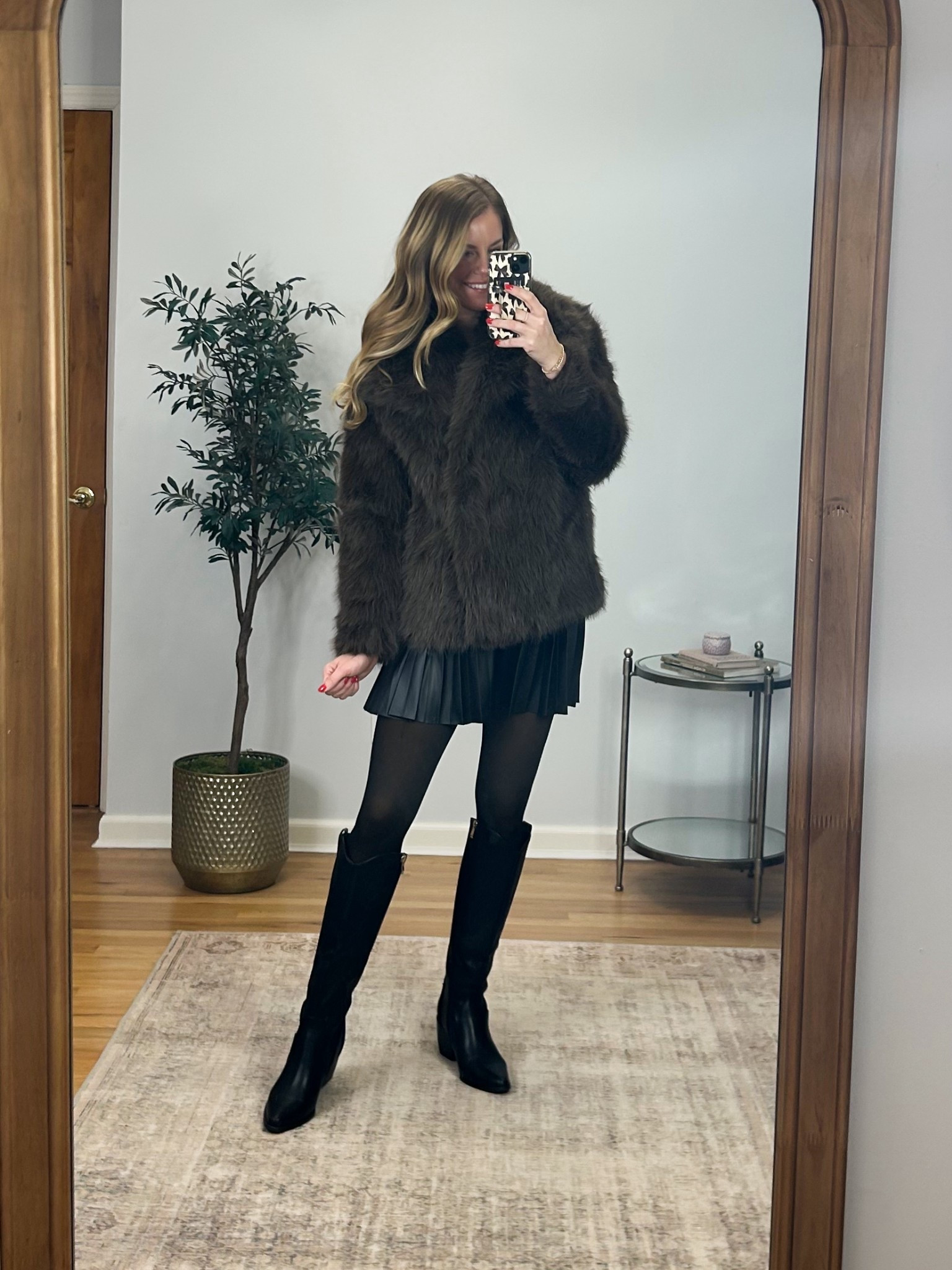Fun little outfit for winter! Wearing fleece lined tights which are an absolute must during winter. Size S/M in the tights.  M in the faux fur coat! 

#LTKFindsUnder50 #LTKFindsUnder100 #LTKSeasonal