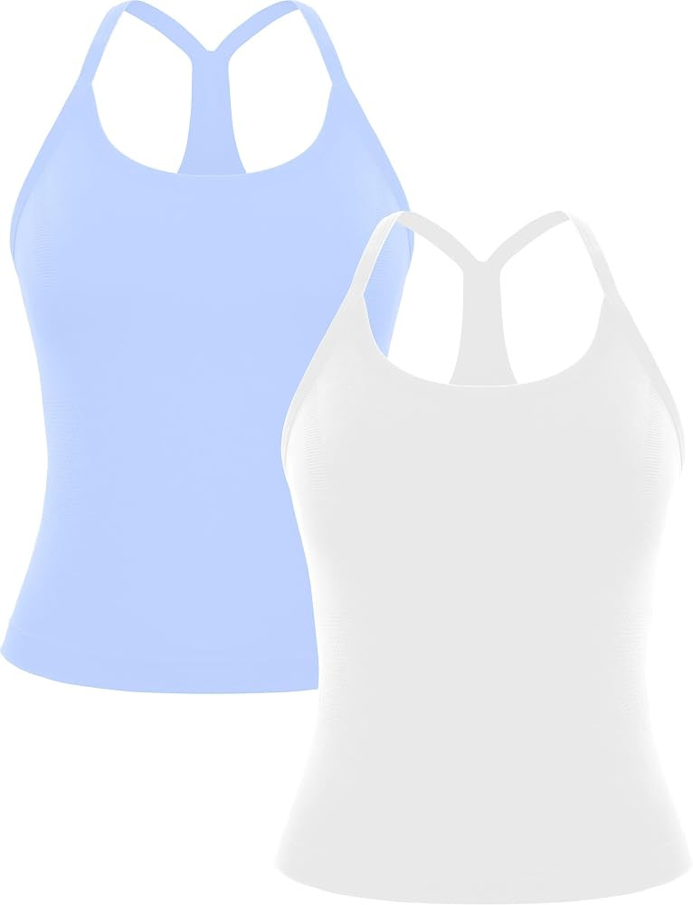 MathCat Workout Tank Tops for Women with Built in Bra, Sleeveless Gym Tops Seamless Racerback Ath... | Amazon (US)