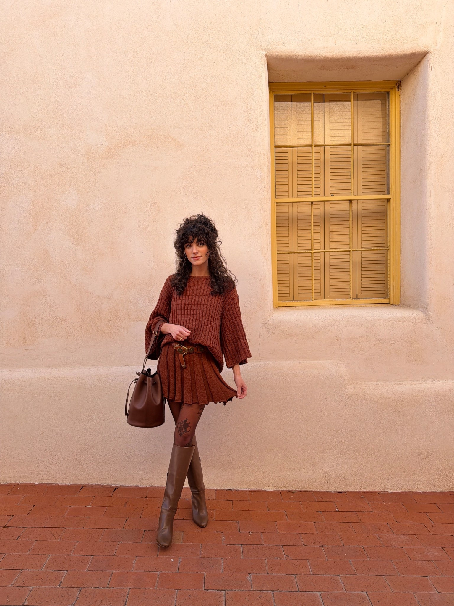 This sweater set is one of my faves - such easy pieces to mix and match. I went monochromatic with the floral tights and brown knee high boots. 

Sweater set runs true to size  

#LTKSeasonal