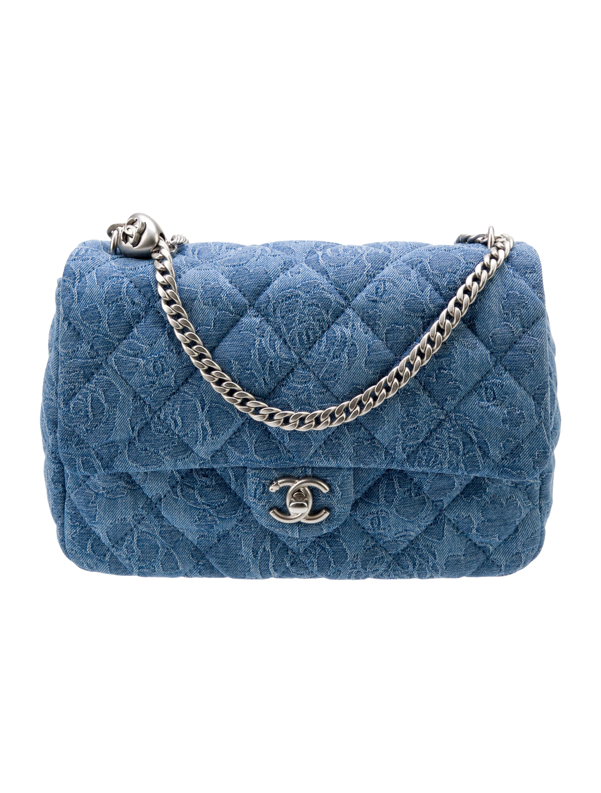 2023 Small Denim Camellia Sweetheart Flap Bag | The RealReal