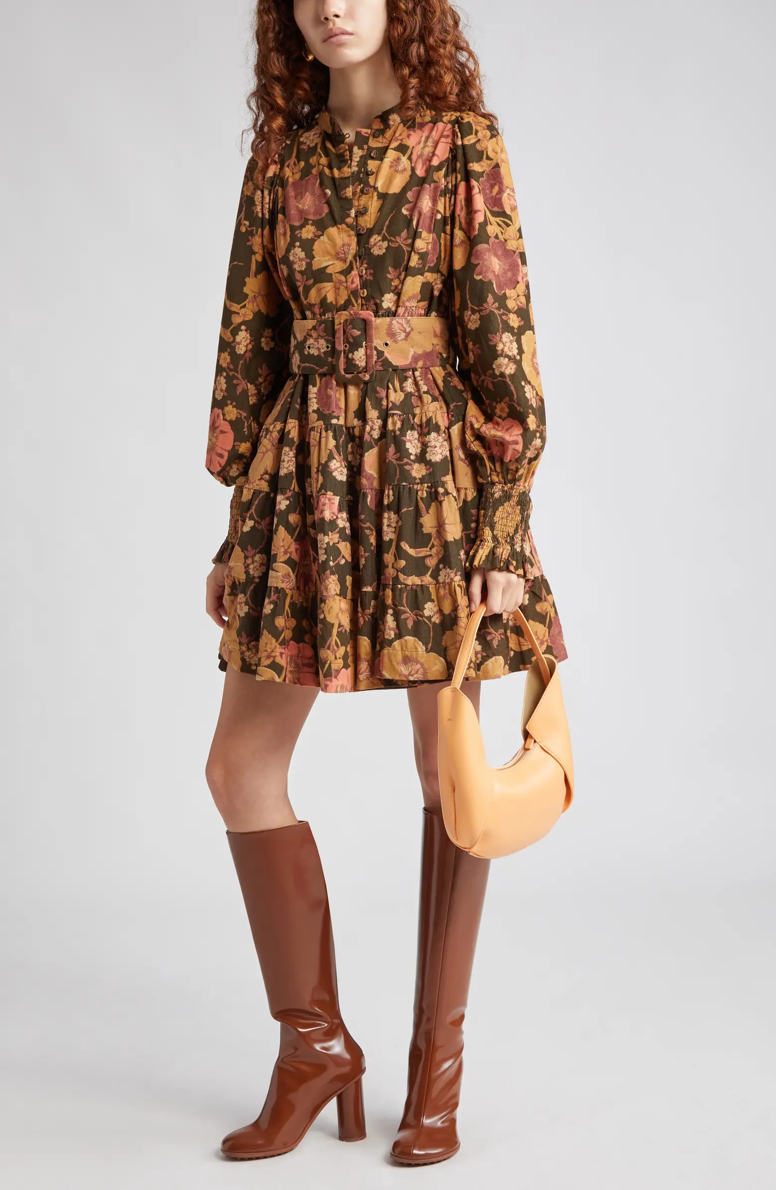 Long Sleeve Cotton Corduroy Minidress | Nordstrom