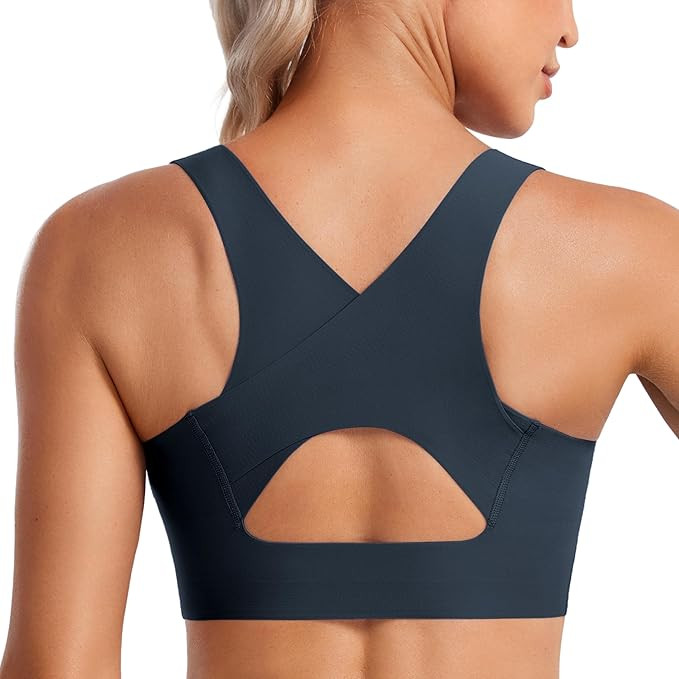 CRZ YOGA Womens Flex Sculpt Racerback Sports Bra - U Neck Medium Impact Padded Wireless Workout B... | Amazon (US)