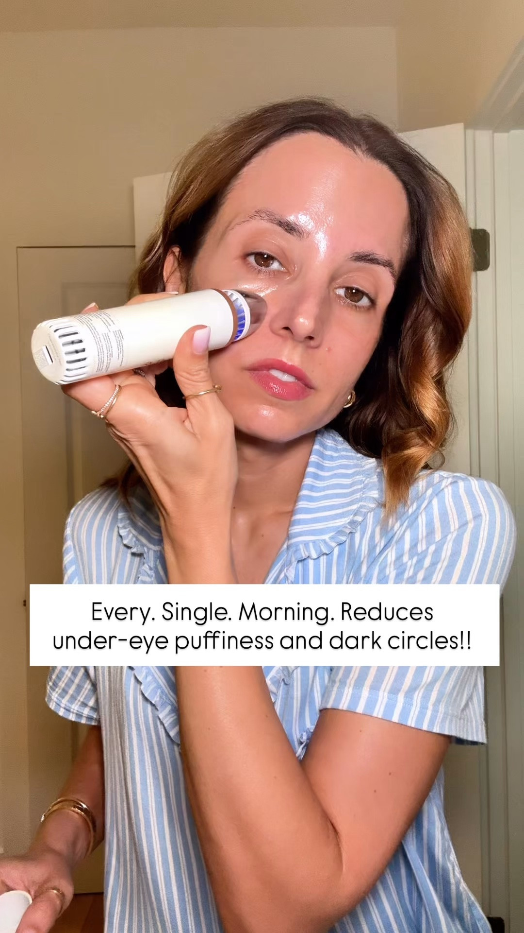 I’m almost 39-years-old and trying to age gracefully! Here’s what I’m doing. I love this cold Depuffing wand! I use it every single morning. It helps to drain your face and lessens puffy eyes. It really snatches your face! Just do it for a couple of minutes!

#LTKmorningroutine #LTKselfcare #LTKBeauty