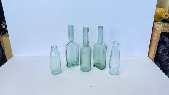 SET OF 5 Light Green-aqua Vintage/antique Medicine Bottles | Etsy | Etsy (US)