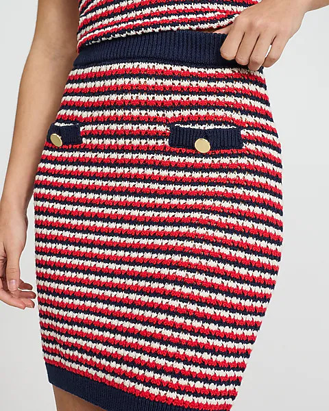 Cotton Tipped Super High Waisted Novelty Button Mini Sweater Skirt | Express