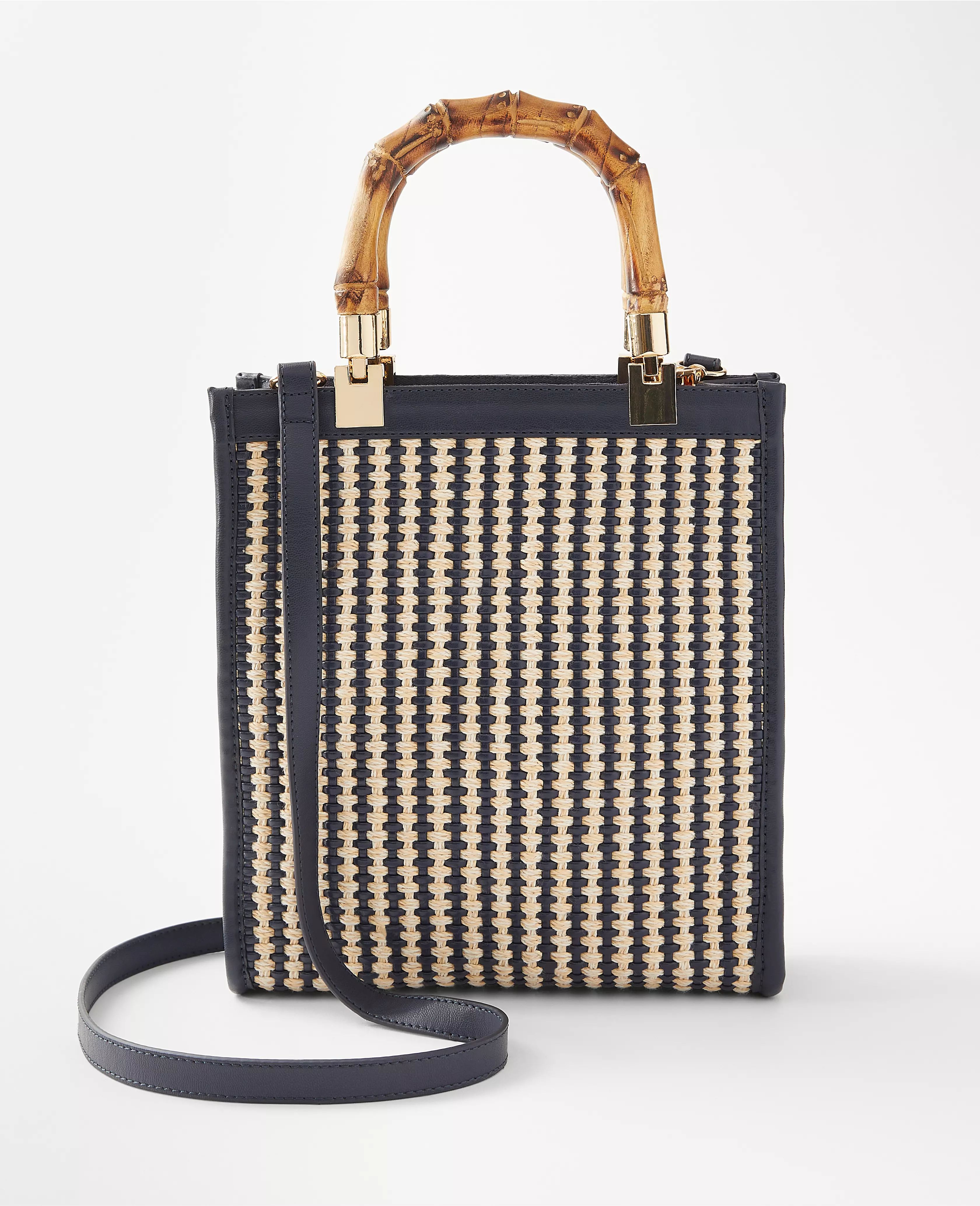 AT Weekend Woven Leather Mini Tote Bag | Ann Taylor (US)