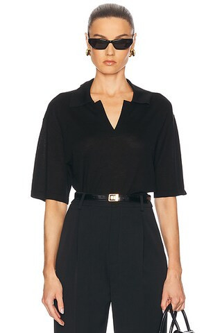 EAVES Kaysa Blouson Polo in Black - Black. Size XS (also in XXS). | FWRD 