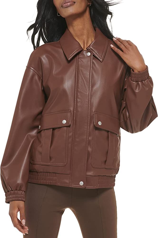 Levi's Women's Faux Leather Lightweight Dad Bomber Jacket | Amazon (US)