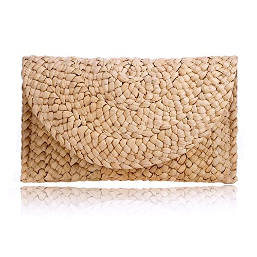 COOKOOKY Straw Clutch Handbag Summer Beach Straw Purse for Women woven Envelope Bag | Amazon (US)
