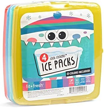 Fit & Fresh Cool Slim Reusable Ice Packs Boxes, Lunch Bags and Coolers, Set of 4, Multicolored, 4... | Amazon (US)